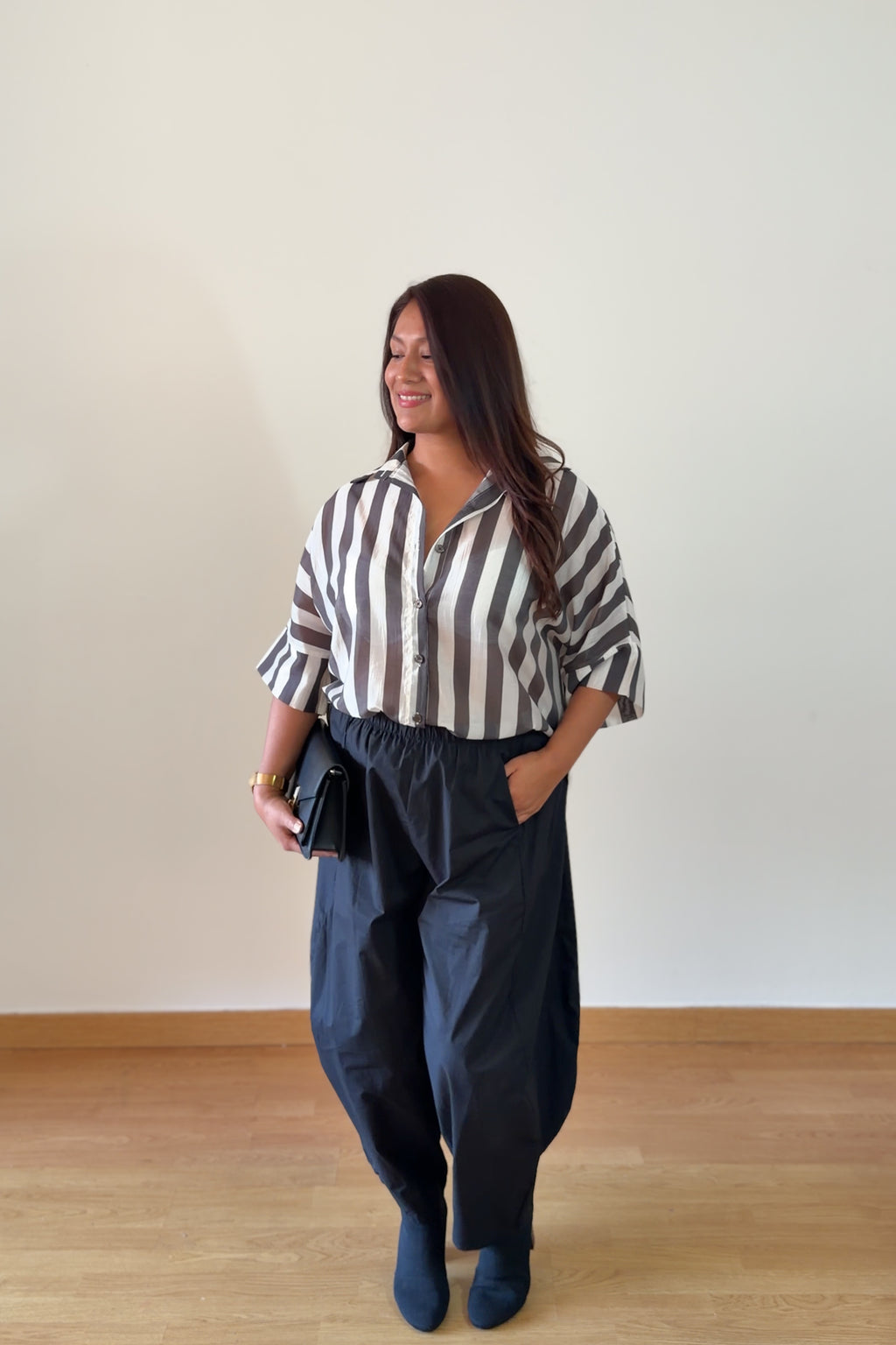 BLUSA RAYAS MARRÓN