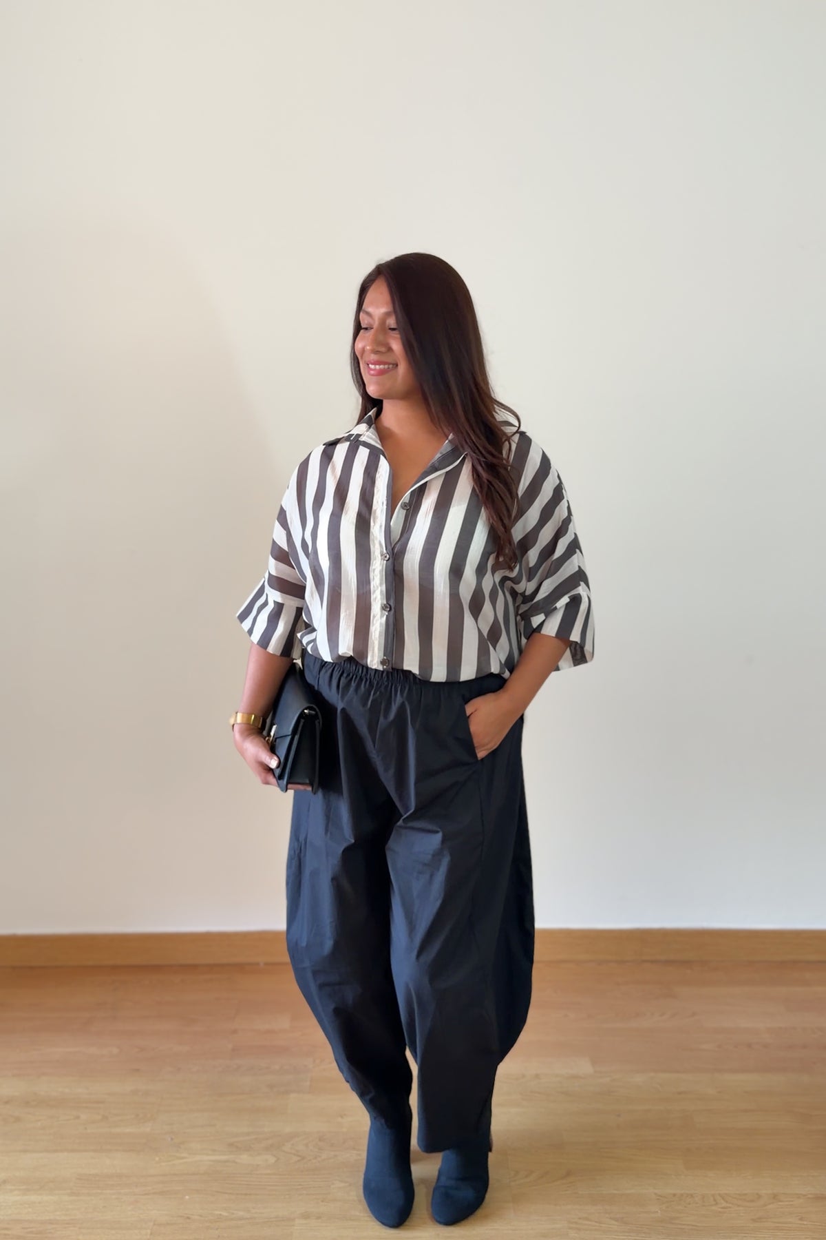 BLUSA RAYAS MARRÓN