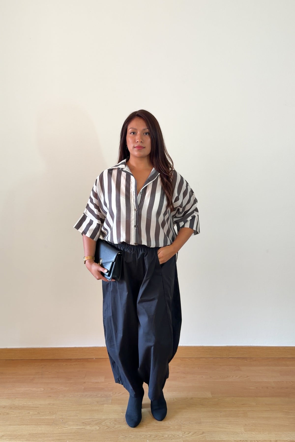 BLUSA RAYAS MARRÓN