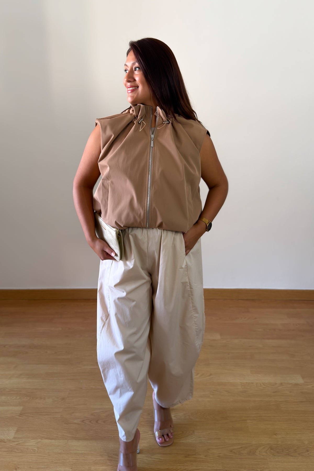 CHALECO BOMBER CAMEL