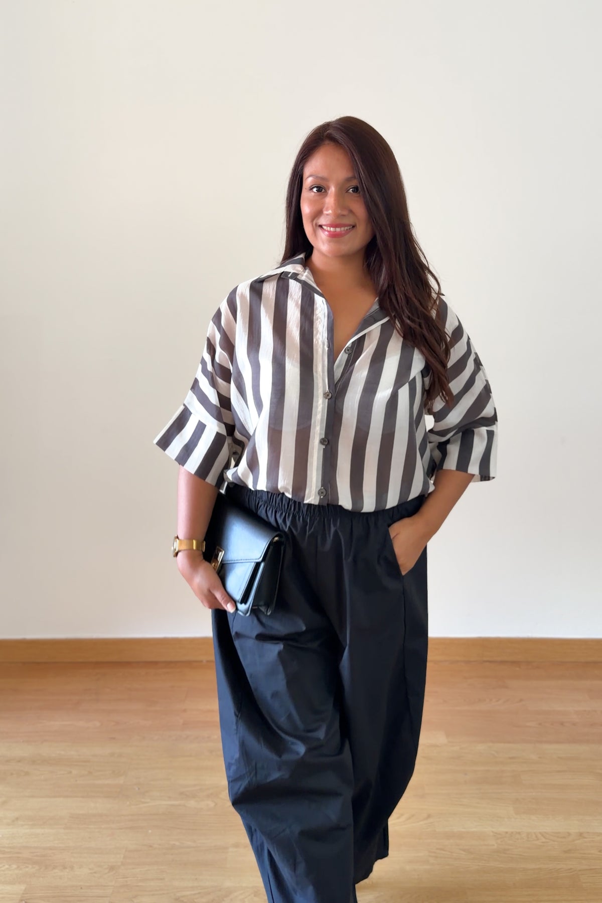 BLUSA RAYAS MARRÓN