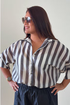 BLUSA RAYAS MARRÓN