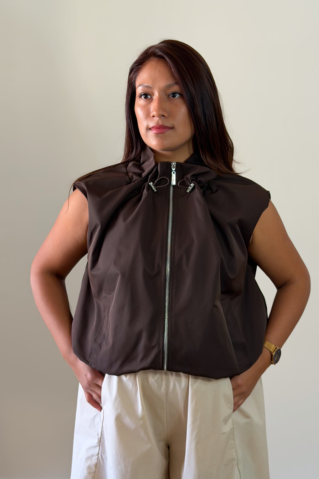 CHALECO BOMBER CAMEL