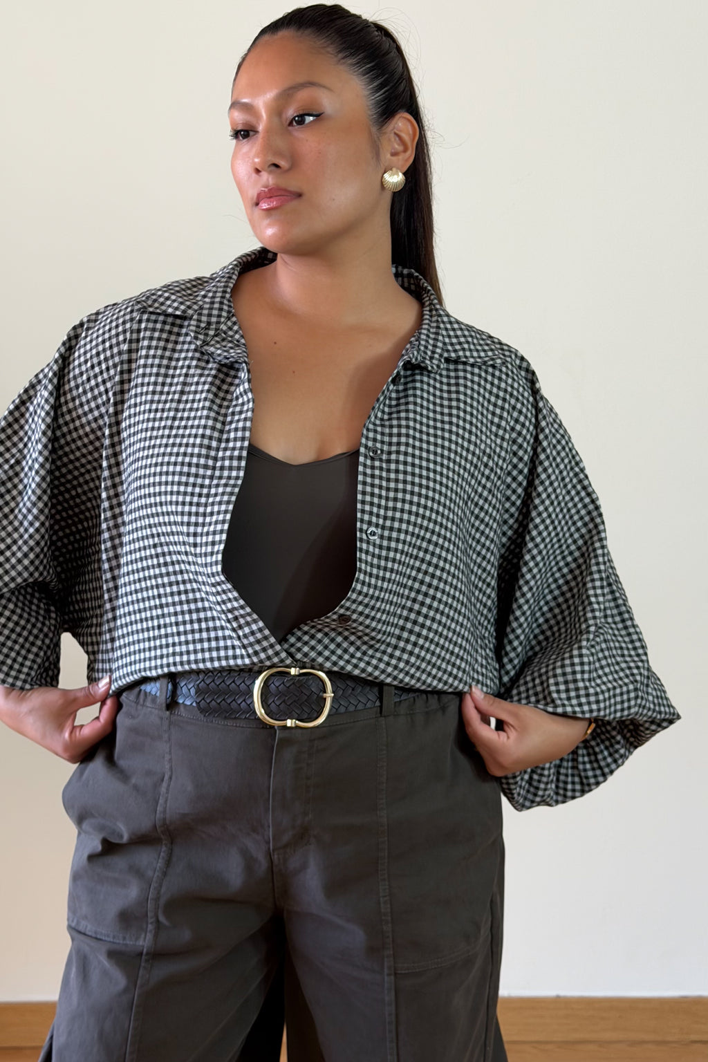 BLUSA VICHY NEGRO