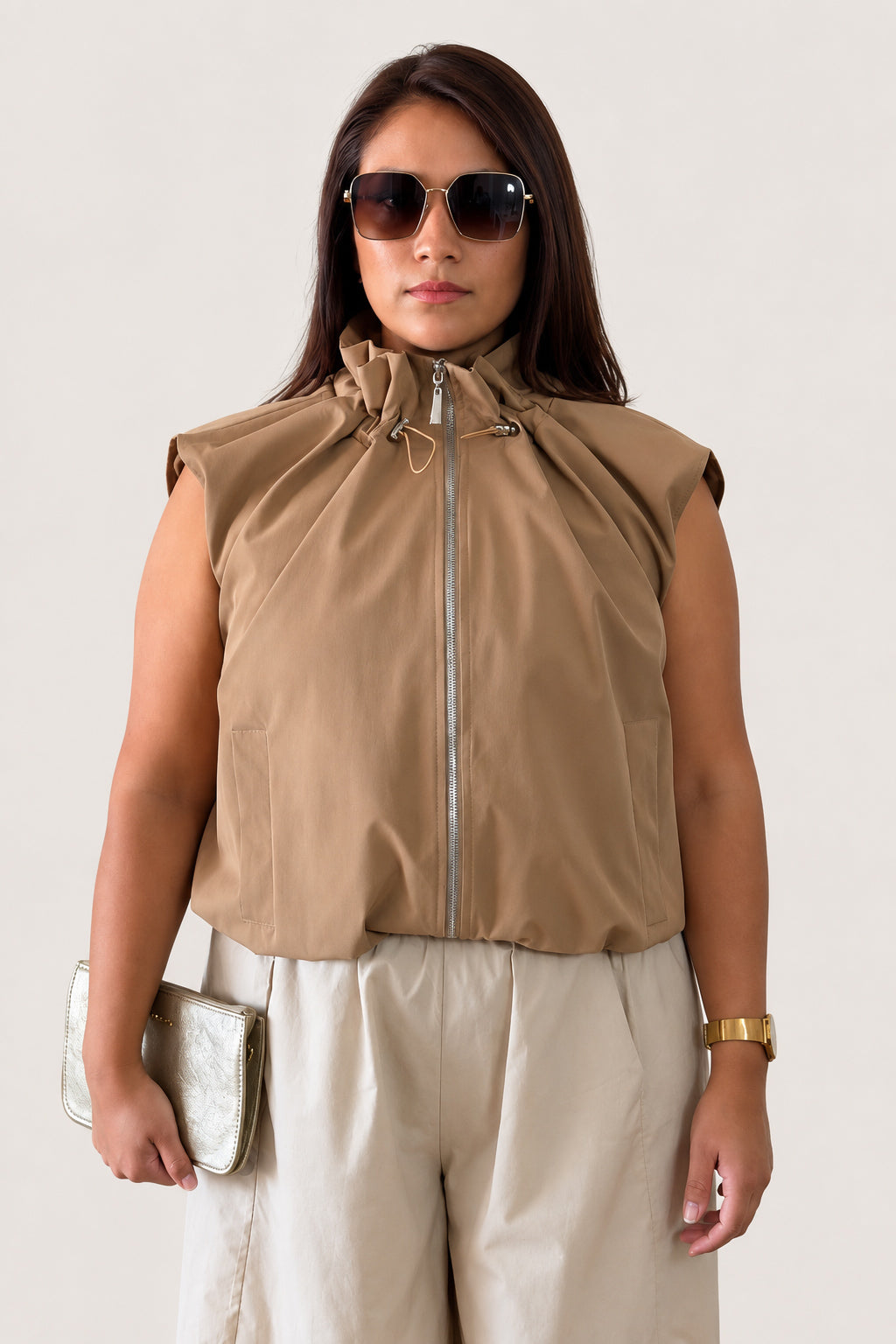 CHALECO BOMBER CAMEL