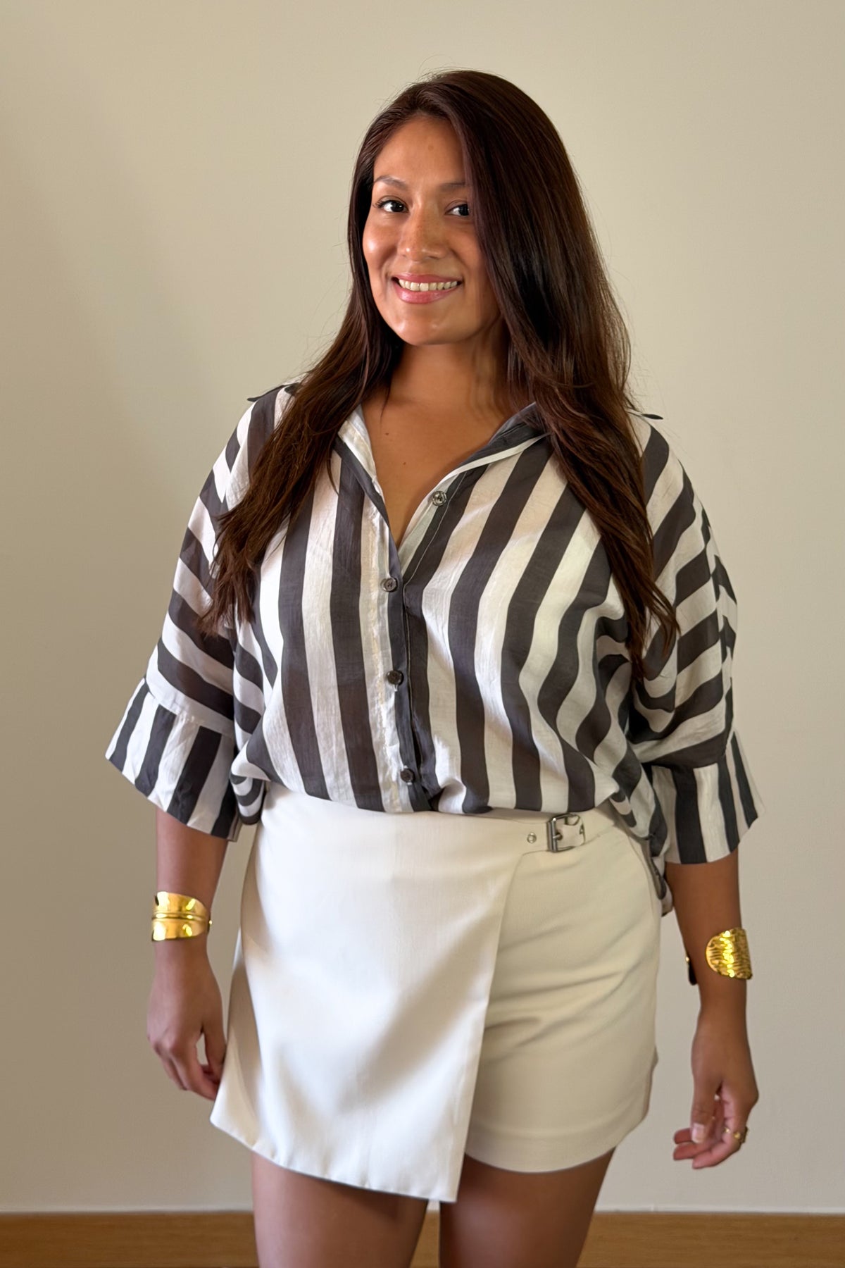 BLUSA RAYAS MARRÓN