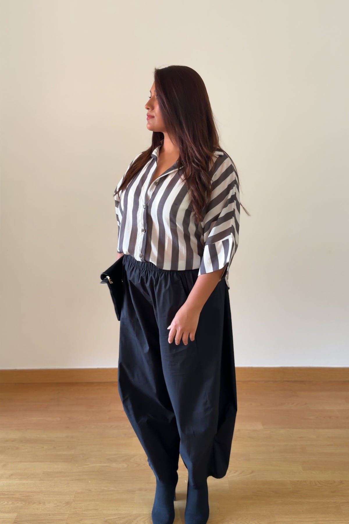 BLUSA RAYAS MARRÓN