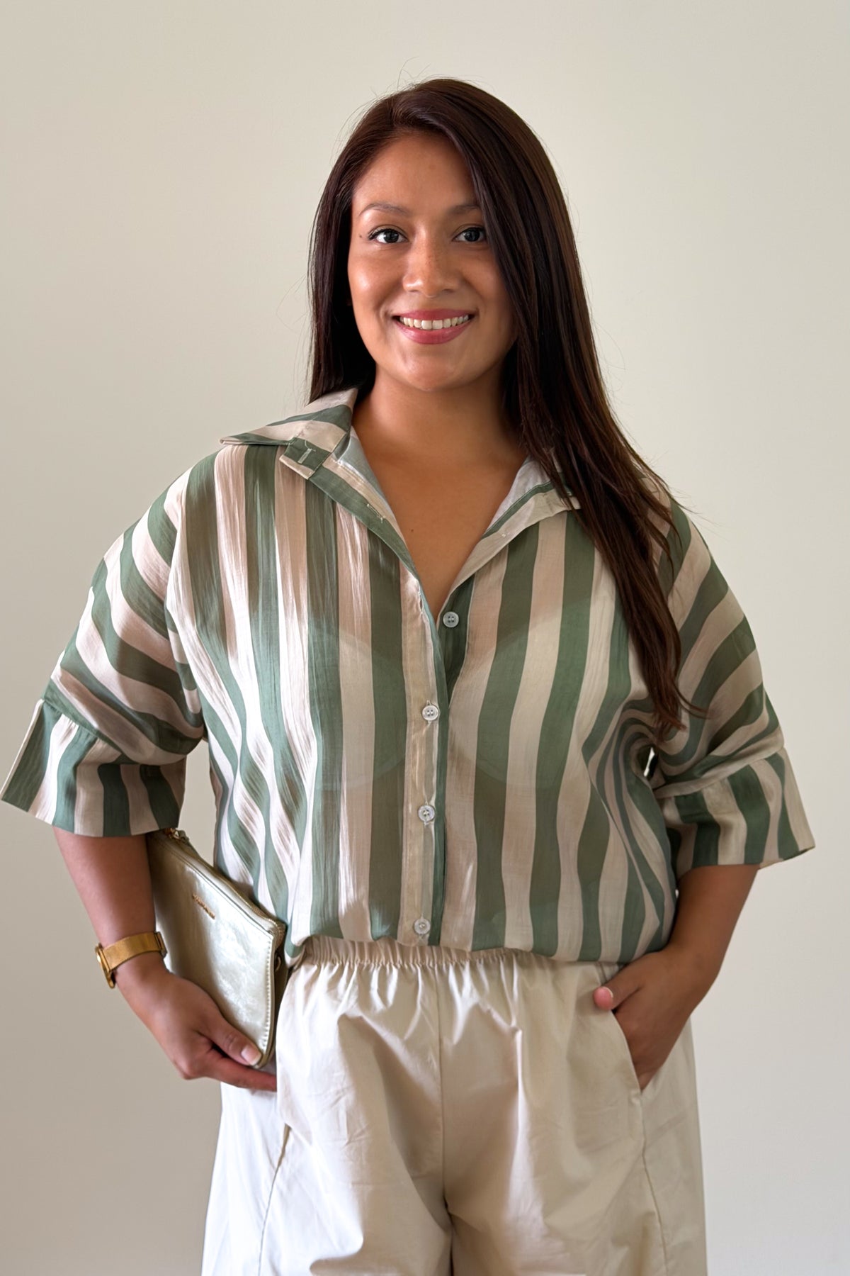 BLUSA RAYAS MARRÓN