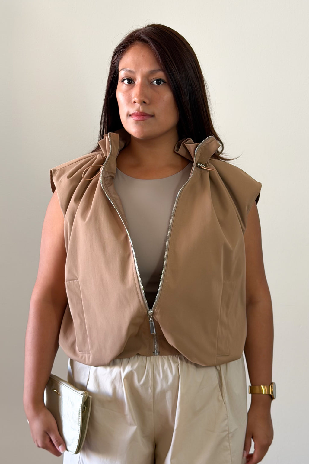CHALECO BOMBER CAMEL