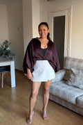 BLUSA SATINADA BERENJENA