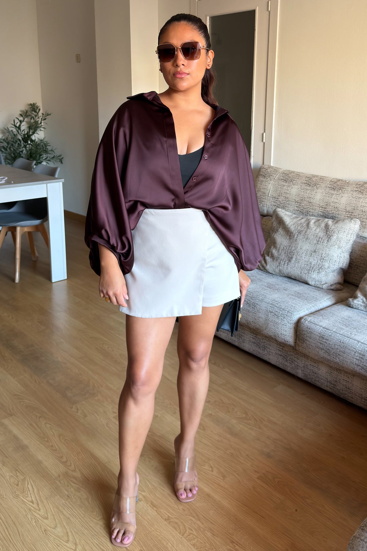 BLUSA SATINADA BERENJENA