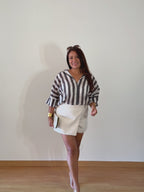 BLUSA RAYAS MARRÓN